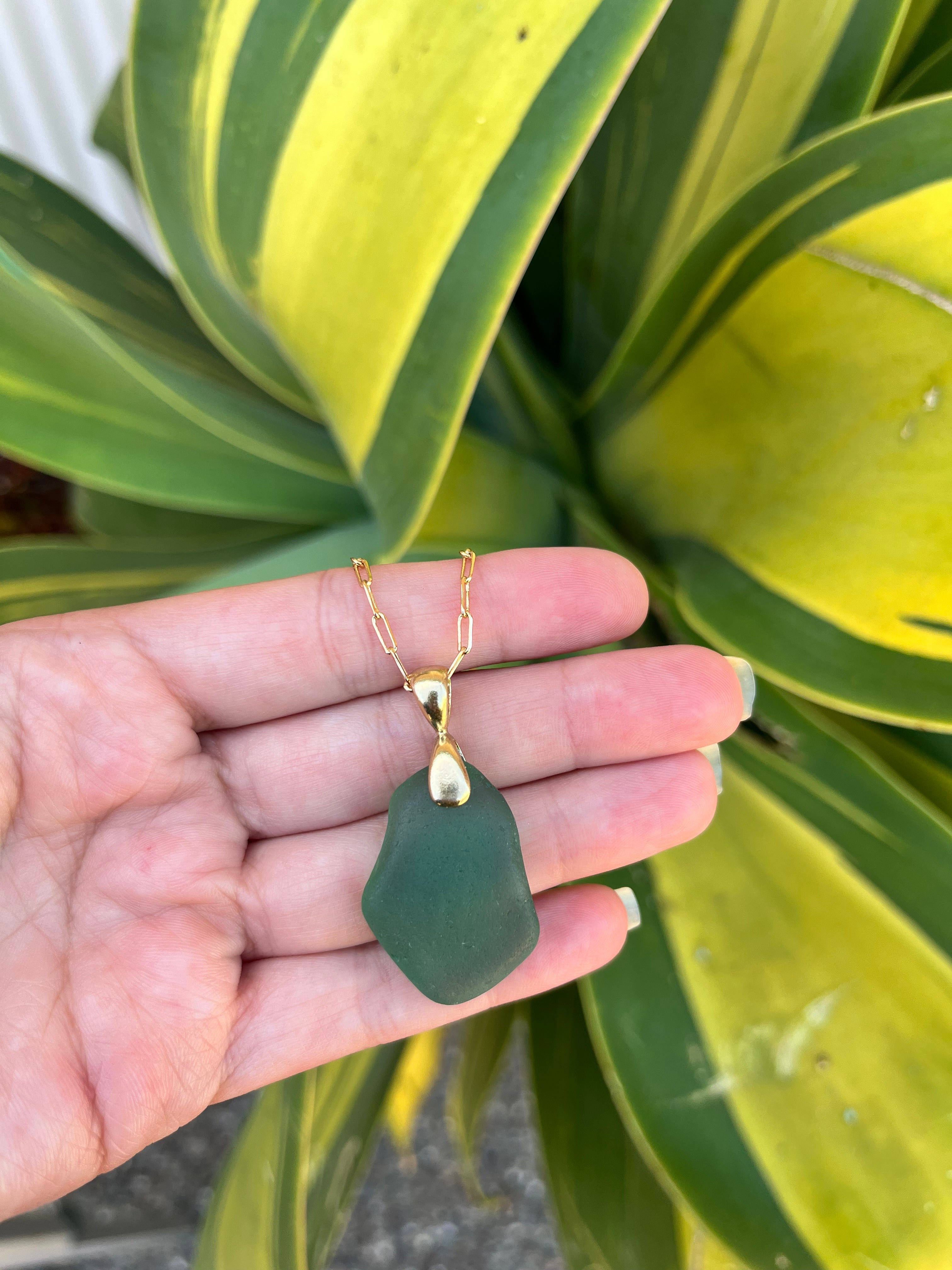Sea Glass Necklace in Teal