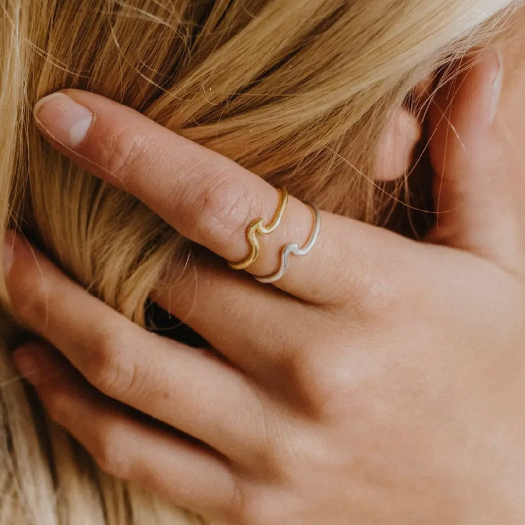 Adjustable Wave Ring Silver