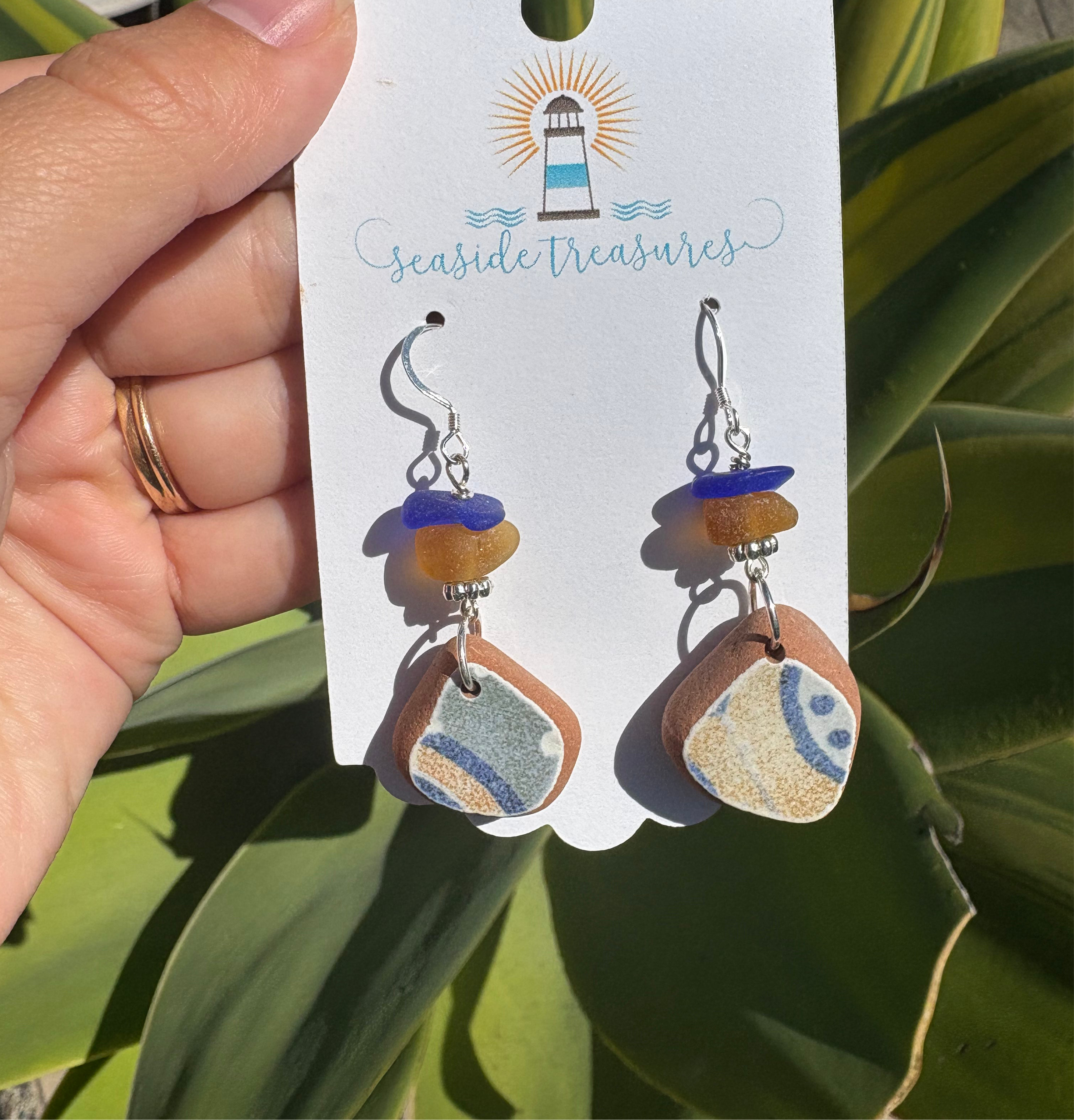 Sea pottery earrings