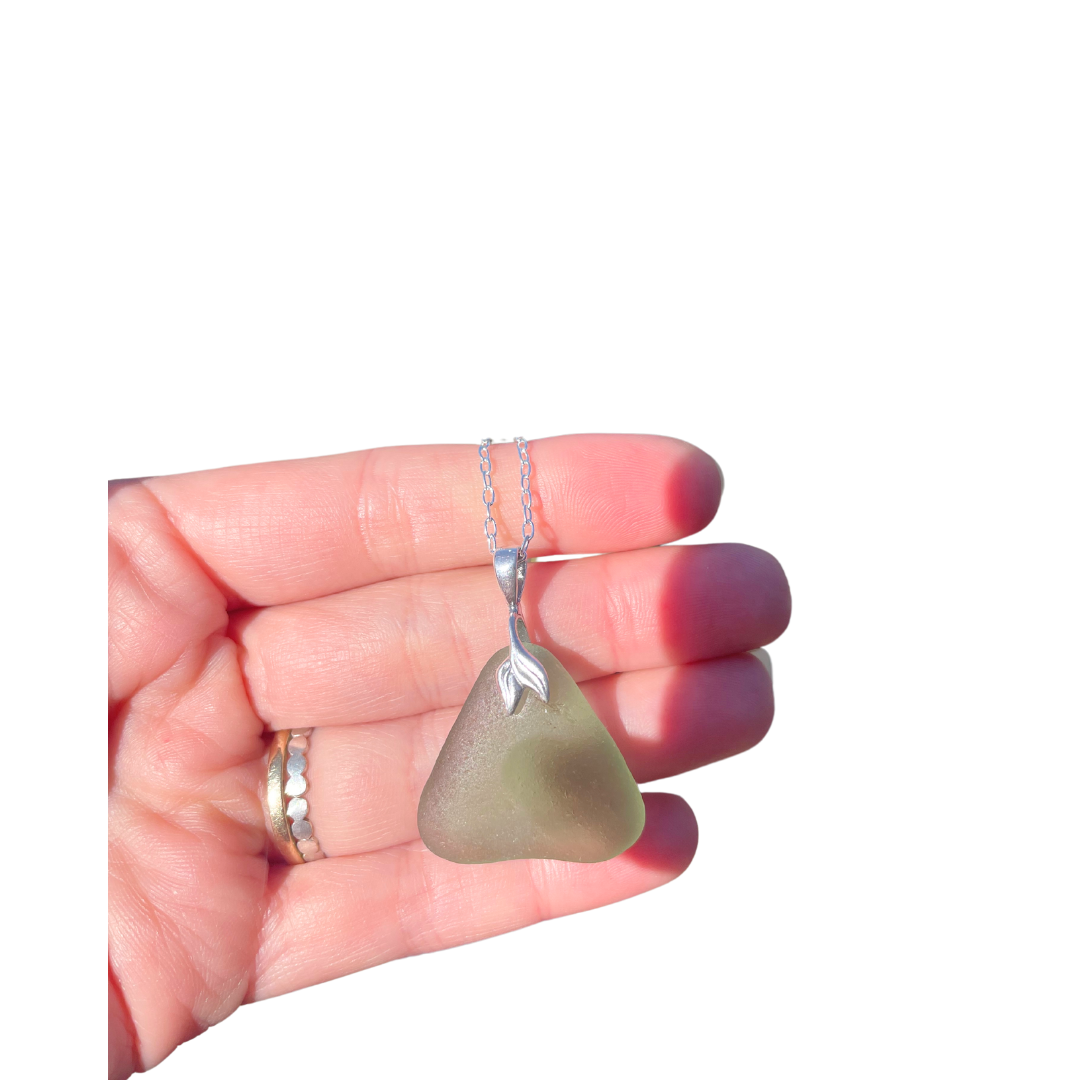 Mermaid Sea Glass Necklace in Sage Green