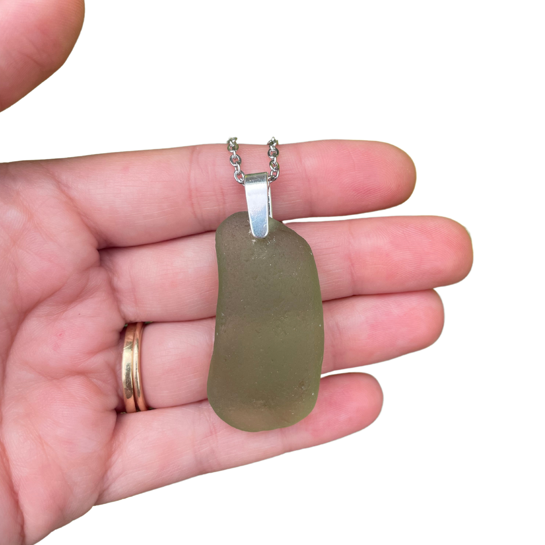 Sea Glass Necklace in Sage Green