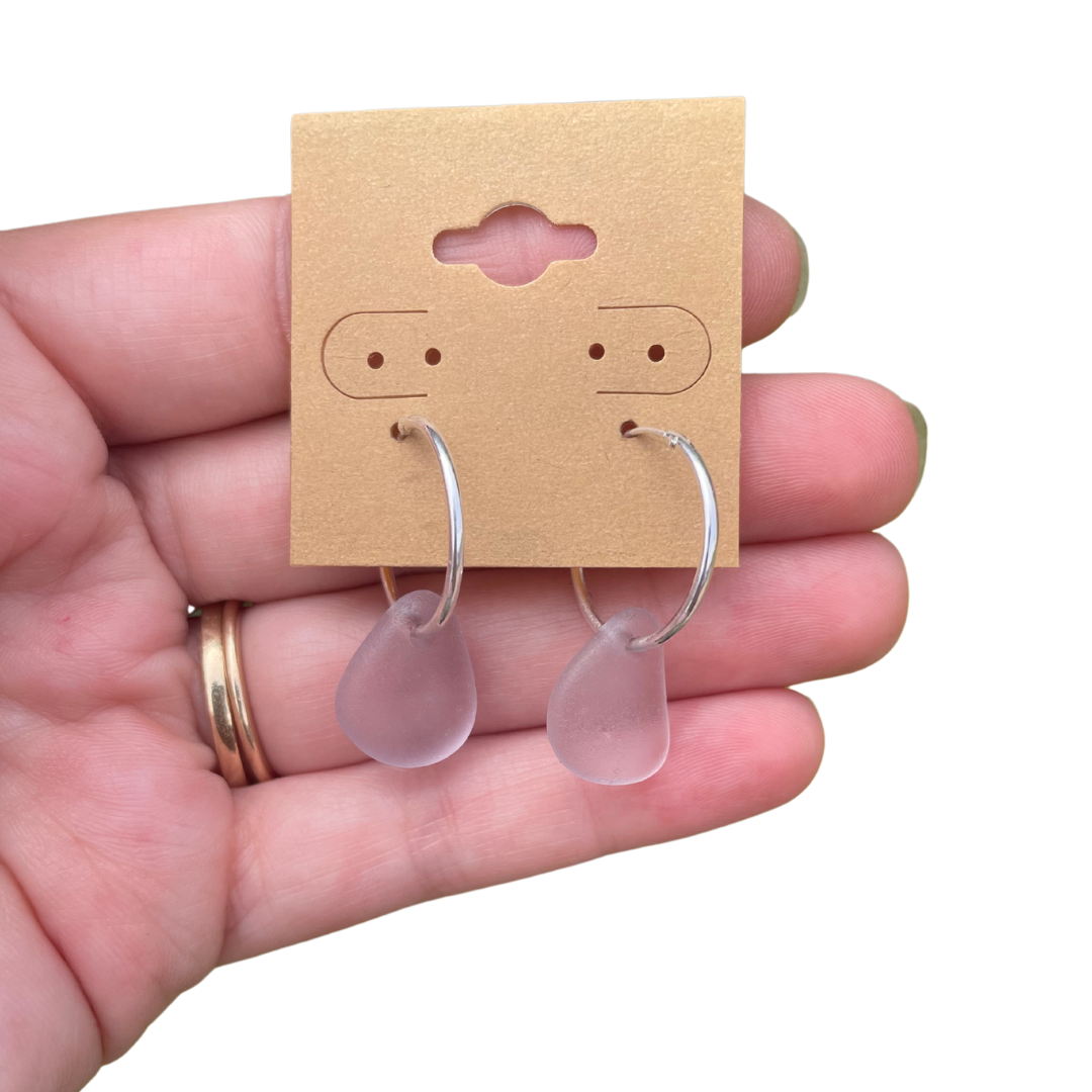Infinity Sea Glass Hoops in Soft Lavender