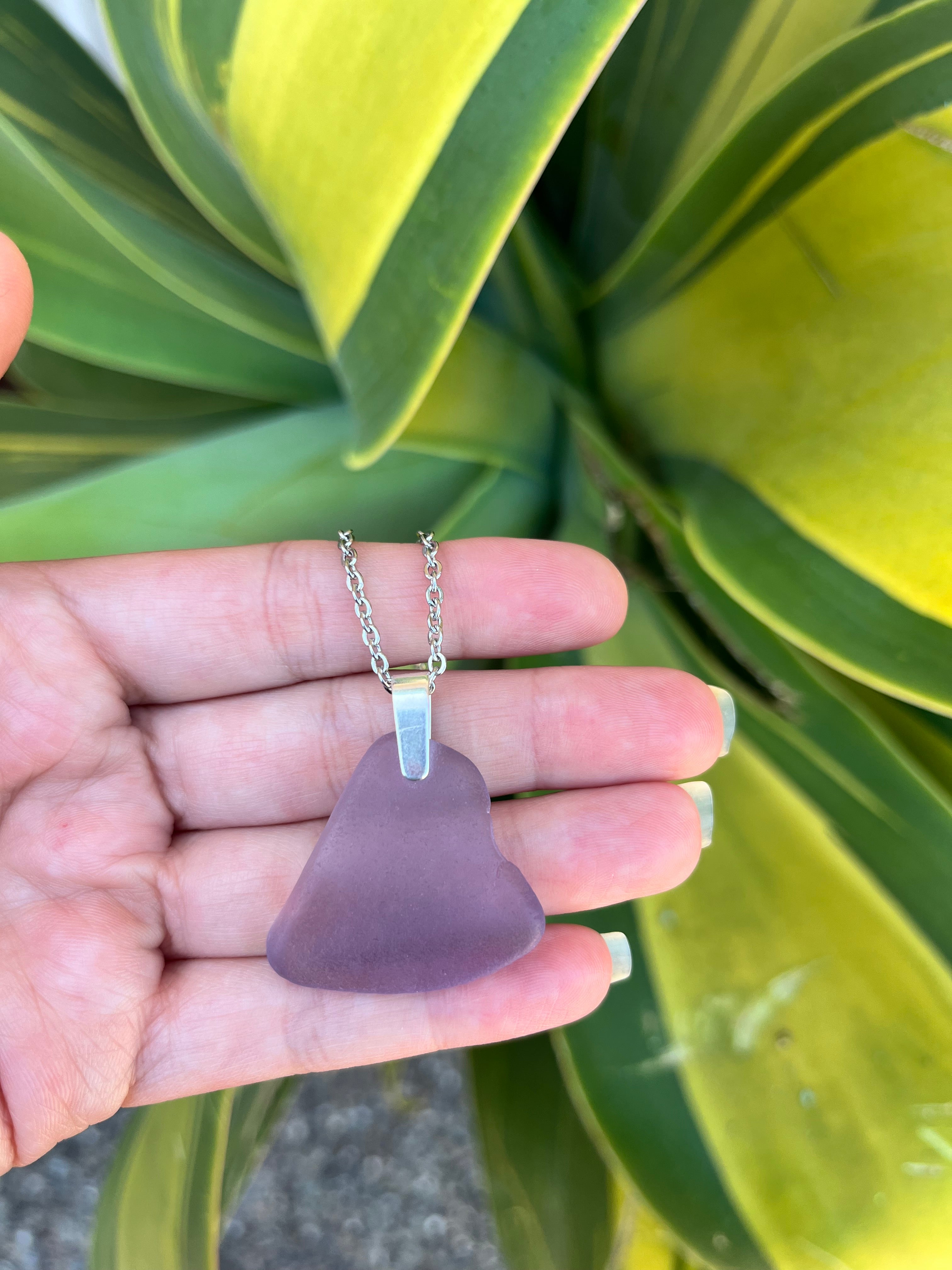 Sea Glass Necklace in Purple Lavender