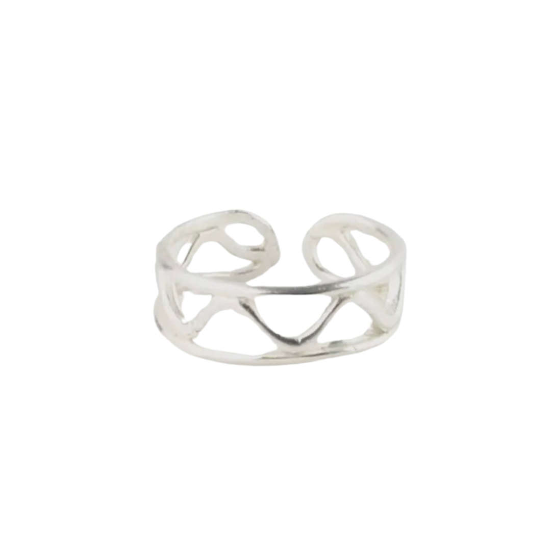 Designed Adjustable Toe Ring Silver