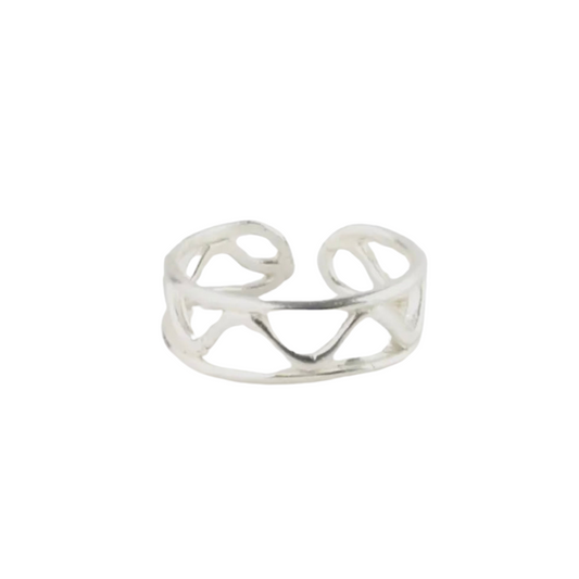 Designed Adjustable Toe Ring Silver