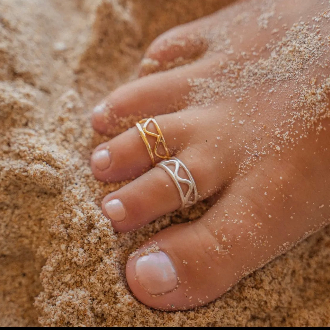 Designed Adjustable Toe Ring Silver