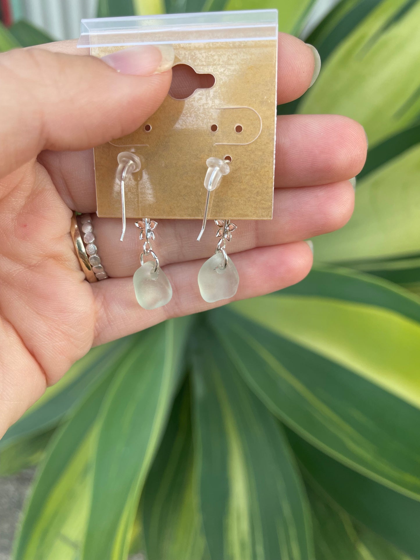 Seafoam sea glass earrings