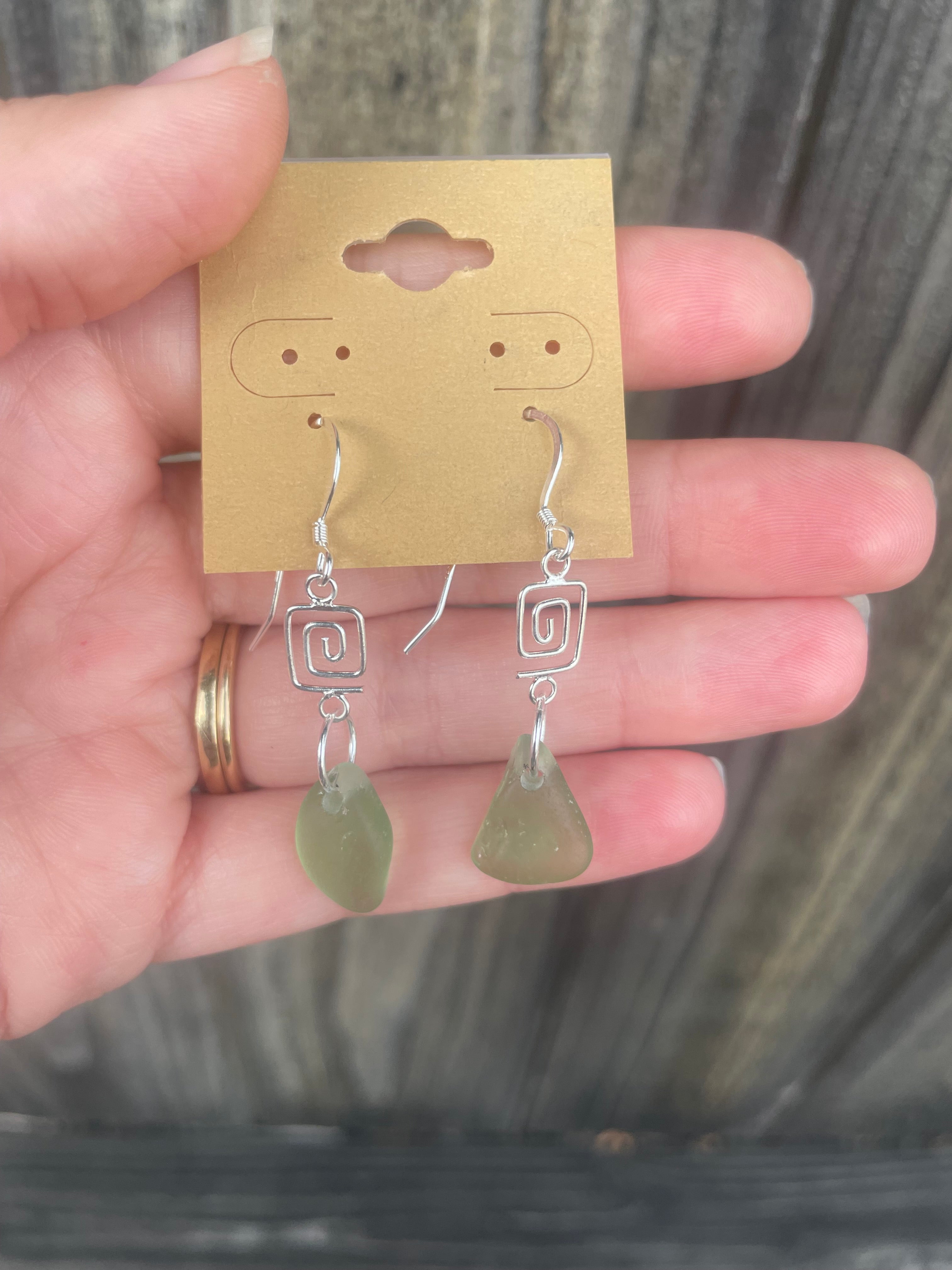 Design Sea Glass Earrings in Light Green