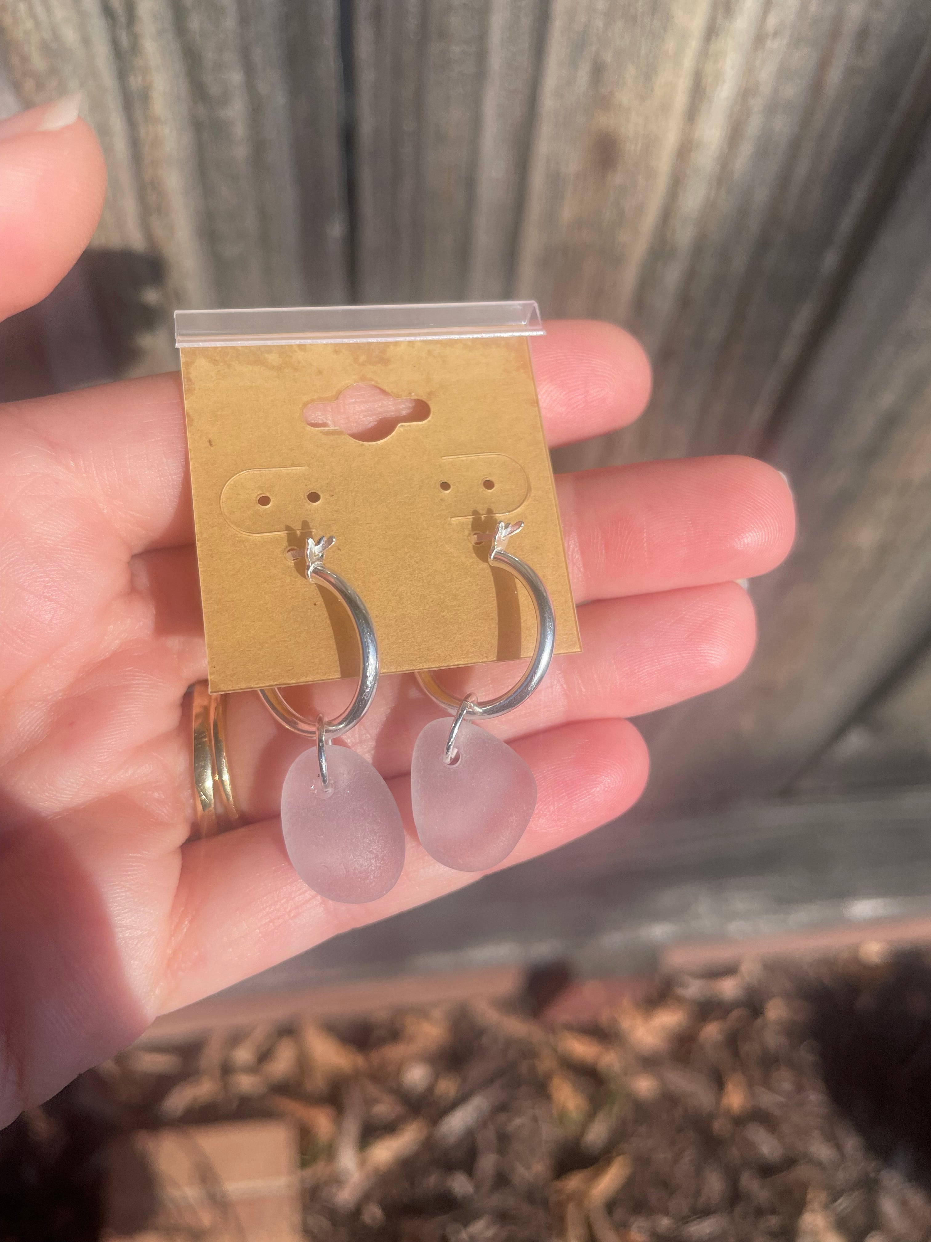 Sea Glass Hoops in Light Lavender