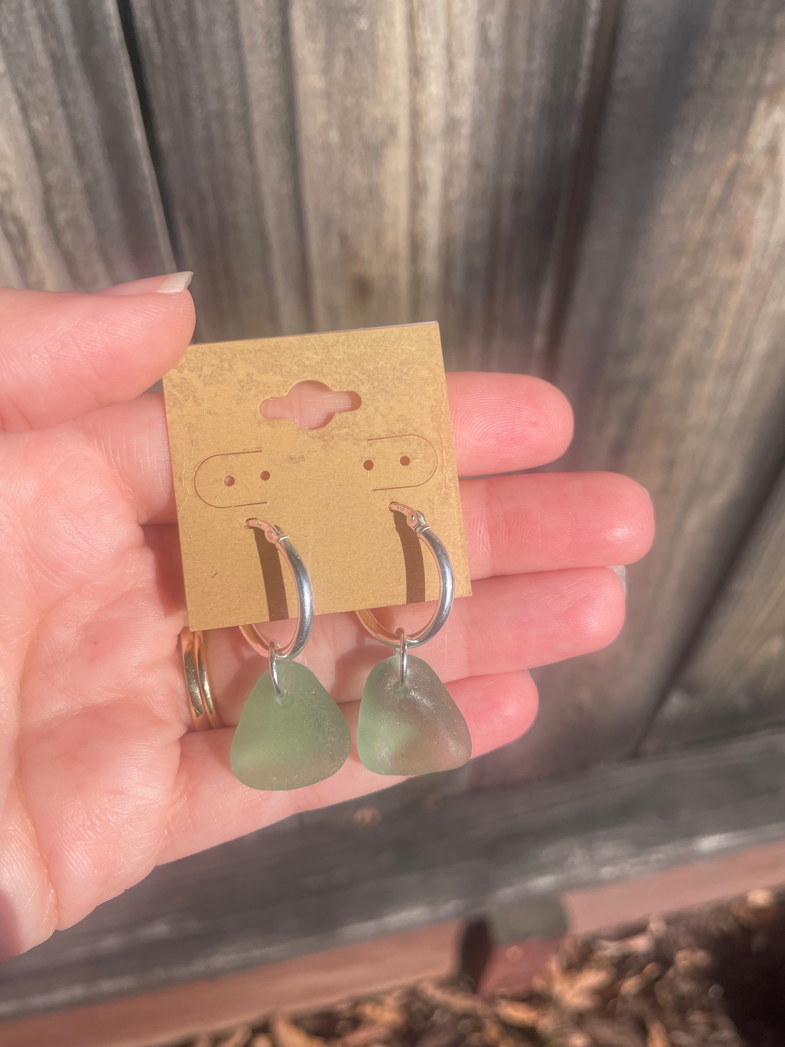 Sea Glass Hoops in Sea Foam