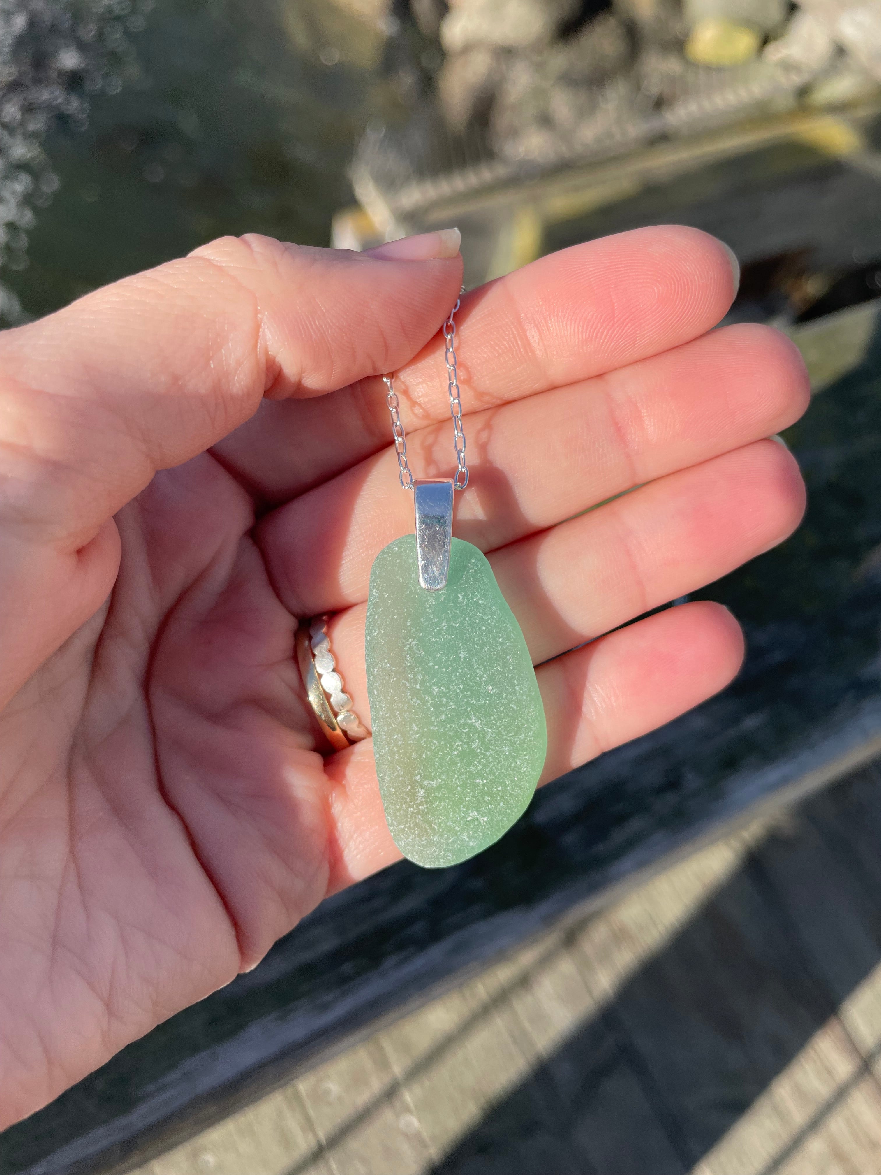 Sea Glass Necklace in Ivy Green