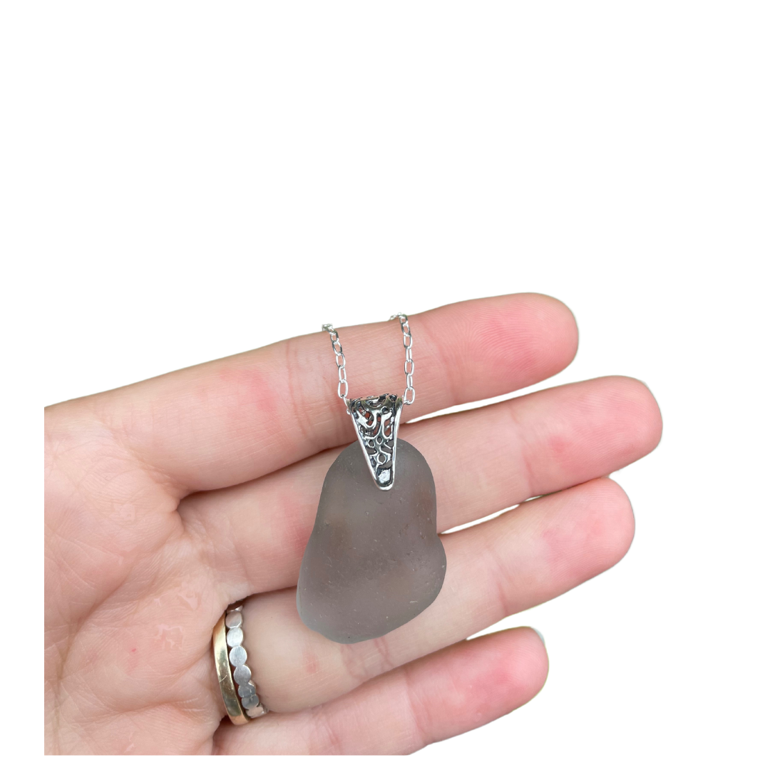 Design Sea Glass Necklace in Fog Gray