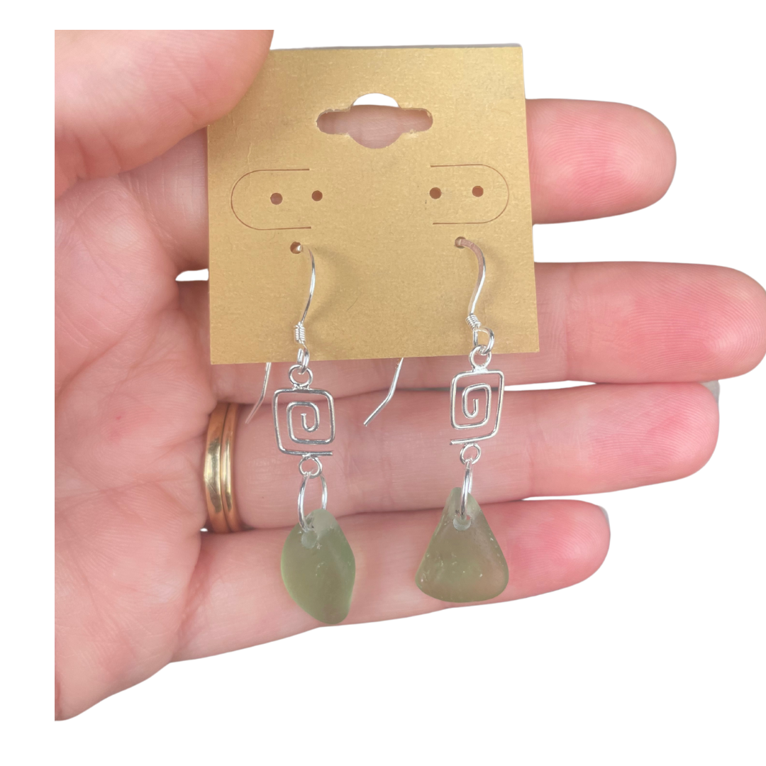 Design Sea Glass Earrings in Light Green