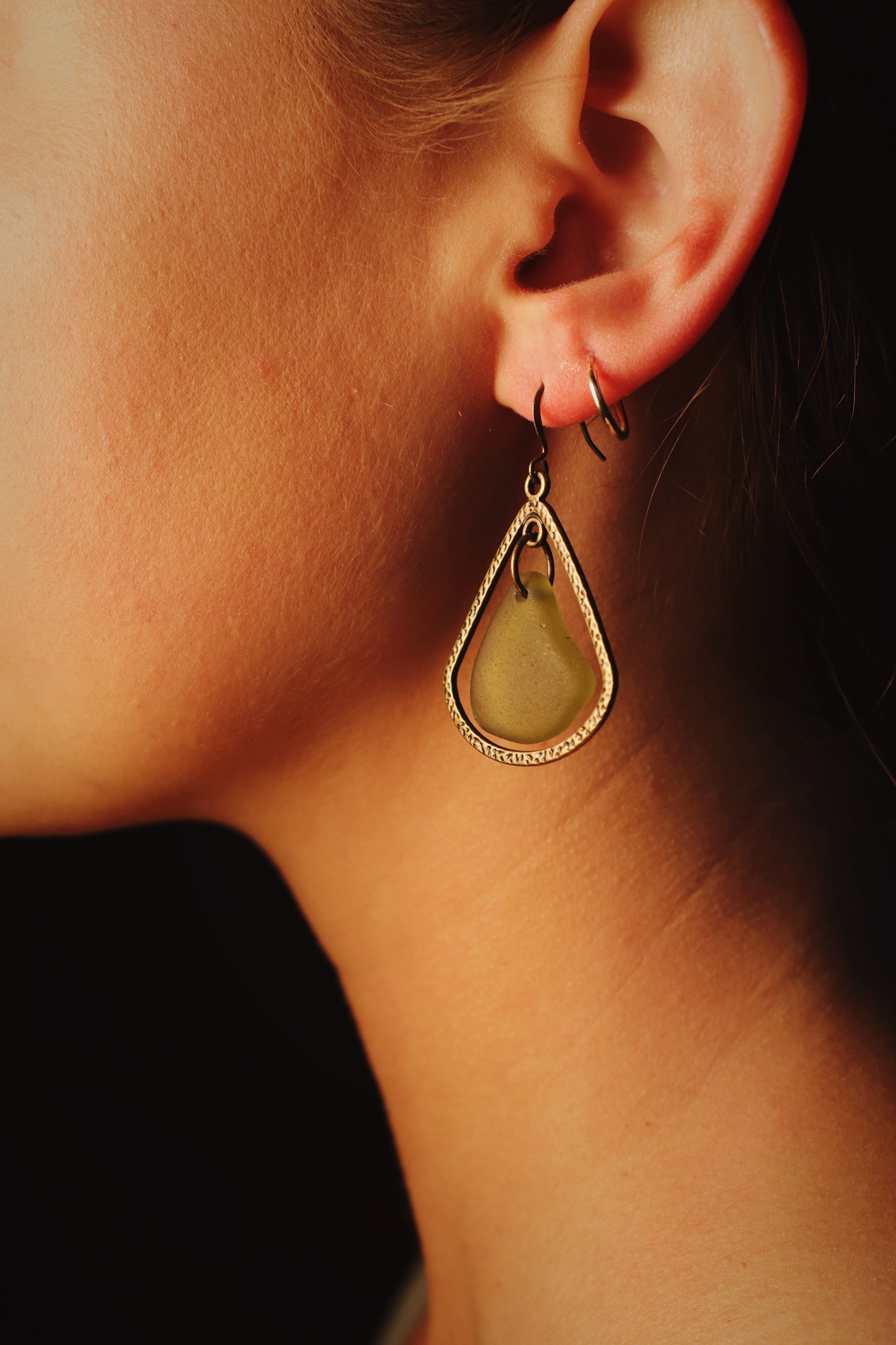 Signature Sea Glass Triangle Hoop Earrings